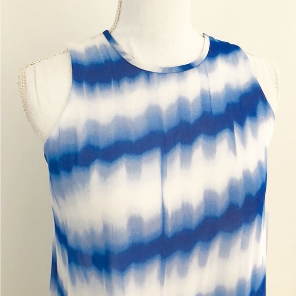 CK Blue and White Sleeveless Tie Dye Dress Sz 12 - Picture 3 of 4